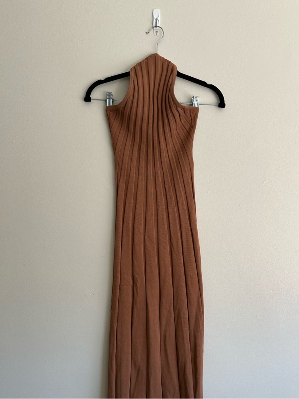 Meshki Ribbed Halter Midi Dress in Camel - Picture 3 of 8